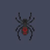schwarz Spinne im Pixel Kunst Stil vektor