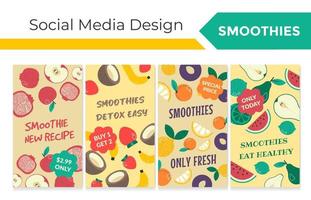 social media design uppsättning med smoothies reklam vektor