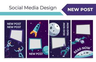 social media design uppsättning för ny posta promo vektor
