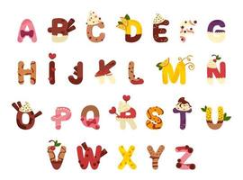 Typografie Schriftart Design mit Dessert Elemente vektor