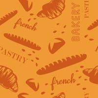 Französisch Gebäck und Bäckerei lecker Produkte Muster vektor