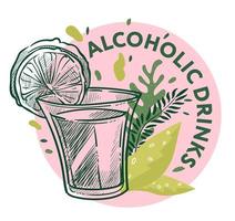 alkoholisch Getränke, Schüsse und Cocktails, Vektor