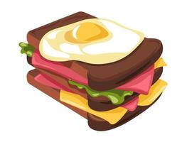 Hem tillverkad smörgåsar med friterad ägg och grönsaker vektor