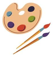 Schule Kunst Unterricht, Palette mit Farben und Bürste vektor