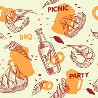 Picknick Party, Grill und gegrillt Fisch und Gemüse vektor