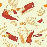 Picknick und Grill Party, Getränke und Essen Vektor