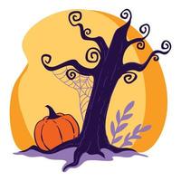 Halloween Ferien Feier, unheimlich Landschaft mit trocken Baum vektor