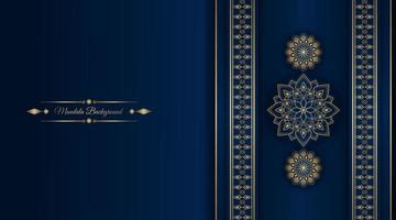 Luxus-Mandala-Hintergrund, Blau und Gold, Design-Vektor vektor