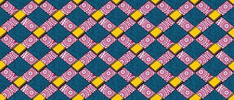 afrikansk etnisk traditionell blå geometrisk mönster. sömlös skön kitenge, chitenge, ankara stil. mode design i färgrik. geometrisk kub abstrakt motiv. ankara grafik, afrikansk vax grafik vektor