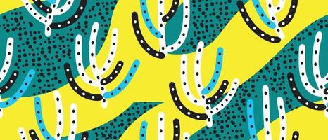 afrikanisch Wachs drucken Muster. nahtlos schön kitenge, chitenge, Niederländisch Wachs, und Angara Stil. Mode Design im bunt. Meer Koralle auf ein Gelb und Grün Hintergrund. afrikanisch Wachs drucken Stoff. vektor