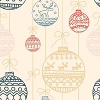 Weihnachten nahtlos Muster mit Weihnachten Bälle im Pastell- Farben und Rot. Weihnachten Spielzeuge drucken im Scandi Stil mit Elch oder Hirsch vektor