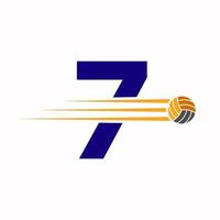 första brev 7 volleyboll logotyp design tecken. volleyboll sporter logotyp vektor