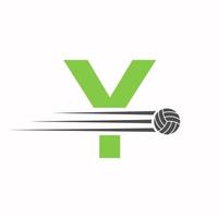 första brev y volleyboll logotyp design tecken. volleyboll sporter logotyp vektor