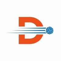 Initiale Brief d Volleyball Logo Design unterzeichnen. Volleyball Sport Logo vektor