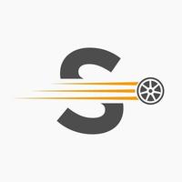 sport bil brev s bil- logotyp begrepp med transport däck ikon vektor