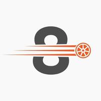 Sport Auto Brief 8 Automobil Logo Konzept mit Transport Reifen Symbol vektor