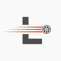 Sport Auto Brief l Automobil Logo Konzept mit Transport Reifen Symbol vektor