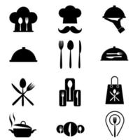 måltid ikon vektor uppsättning. restaurang illustration tecken samling. äta middag symbol. äta logotyp. laga mat märke.