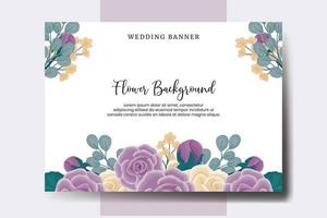 Hochzeit Banner Blume Hintergrund, Digital Aquarell Hand gezeichnet Rose Blume Design Vorlage vektor