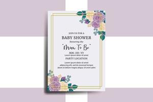 Baby Dusche Gruß Karte Rose Blume Design Vorlage vektor