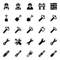 glyf ikoner för verktyg och konstruktion. vektor