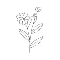 süß Blume botanisch Blumen- Vektor Illustration Gliederung Hand gezeichnet Stil Design