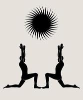 man håller på med yoga abstrakt affisch. svartvit silhuett modern illustration. hälsa vård och livsstil begrepp. hand dragen vektor illustration för skriva ut och webb.