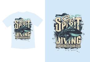 T-Shirt drucken Design mit Hai und Typografie. Vektor Illustration