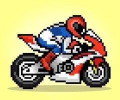 8 -bit pixel de man ridning motorcykel i vektor illustrationer för spel tillgångar eller korsa söm mönster.