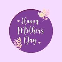 glücklich Mutter Tag Kalligraphie mit Blumen, Herz und Schmetterling Hintergrund. Vektor, Banner, Sozial Medien Post lila Design. vektor