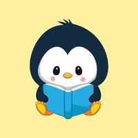 süß Pinguin lesen Buch Illustration vektor