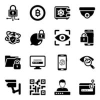 Icon-Set für Cybersicherheit und Datenschutz vektor