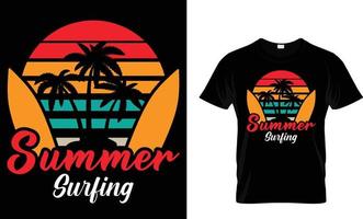 sommar, surfing, typografi, vektor t-shirt design