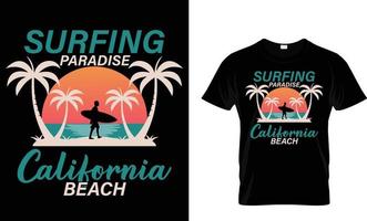 sommar, semester, typografi, surfing t-shirt design vektor