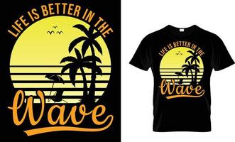 sommar, semester, typografi, surfing t-shirt design vektor