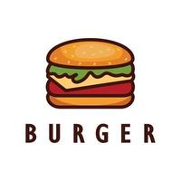Burger Logo Illustration, Restaurant Emblem, Cafe, Burger und Fabrik Etikett, schnell Essen, Vektor