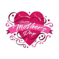 Lycklig mors dag text med söt röd hjärta illustration. mödrar dag typografi med klotter stil. kan vara Begagnade för hälsning kort, affisch, baner, eller t skjorta design vektor