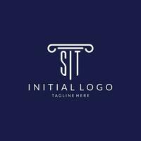 st Logo Monogramm mit Säule gestalten Designs vektor