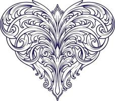 elegant viktorianisch gedeihen wirbelt Herz Ornament Silhouette vektor