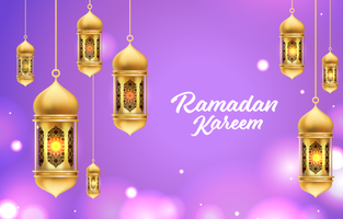 realistischer Ramadan Kareem Laternenhintergrund vektor