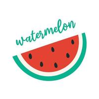 saftig söt vattenmelon skiva med text fras. tecknad serie vektor illustration.