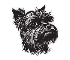 affenpinscher ansikte, silhuetter hund ansikte, svart och vit affenpinscher vektor