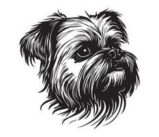 affenpinscher Gesicht, Silhouetten Hund Gesicht, schwarz und Weiß affenpinscher Vektor