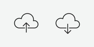 Hochladen und Herunterladen Cloud Vektor isoliert Symbol