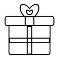 Geschenk Box Linie Symbol. Geschenk Geschenk Box Symbol. Überraschung Geschenk Kisten, Überraschung Geschenk Weihnachten Geschenk Symbol. Geschenk Verpackung mit Bänder zum Neu Jahr , Valentinsgrüße Tag, Party Feier Belohnung und Geschenk. vektor