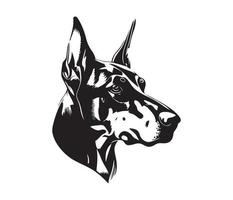 Dobermann Gesicht, Silhouette Hund Gesicht, schwarz und Weiß Dobermann Vektor