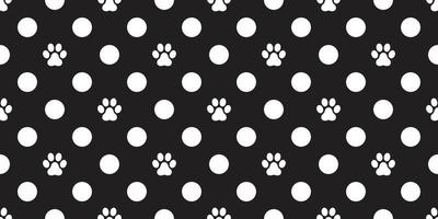 Hund Pfote nahtlos Muster Vektor Katze Pfote Fuß drucken isoliert Polka Punkt Hintergrund Hintergrund Hintergrund schwarz