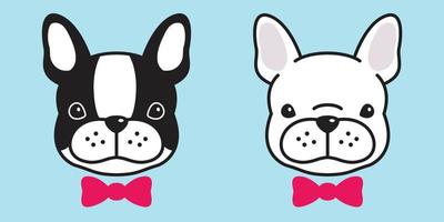 hund vektor franska bulldogg rosett slips karaktär tecknad serie illustration klotter