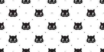 katt sömlös mönster vektor svart katt polka punkt isolerat tapet bakgrund vit