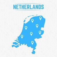 einfache Karte der Niederlande mit Kartensymbolen vektor